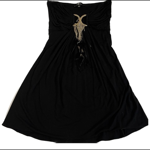 Sky Tops - SKY Strapless Top with chains and feathers xs